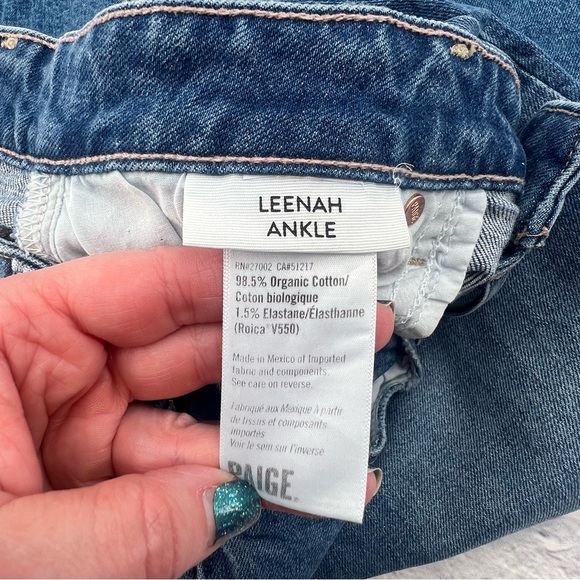 PAIGE Leenah Ankle Size 29 Jeans High Rise Raw Hem Stretch Wide Leg - Picture 4 of 11